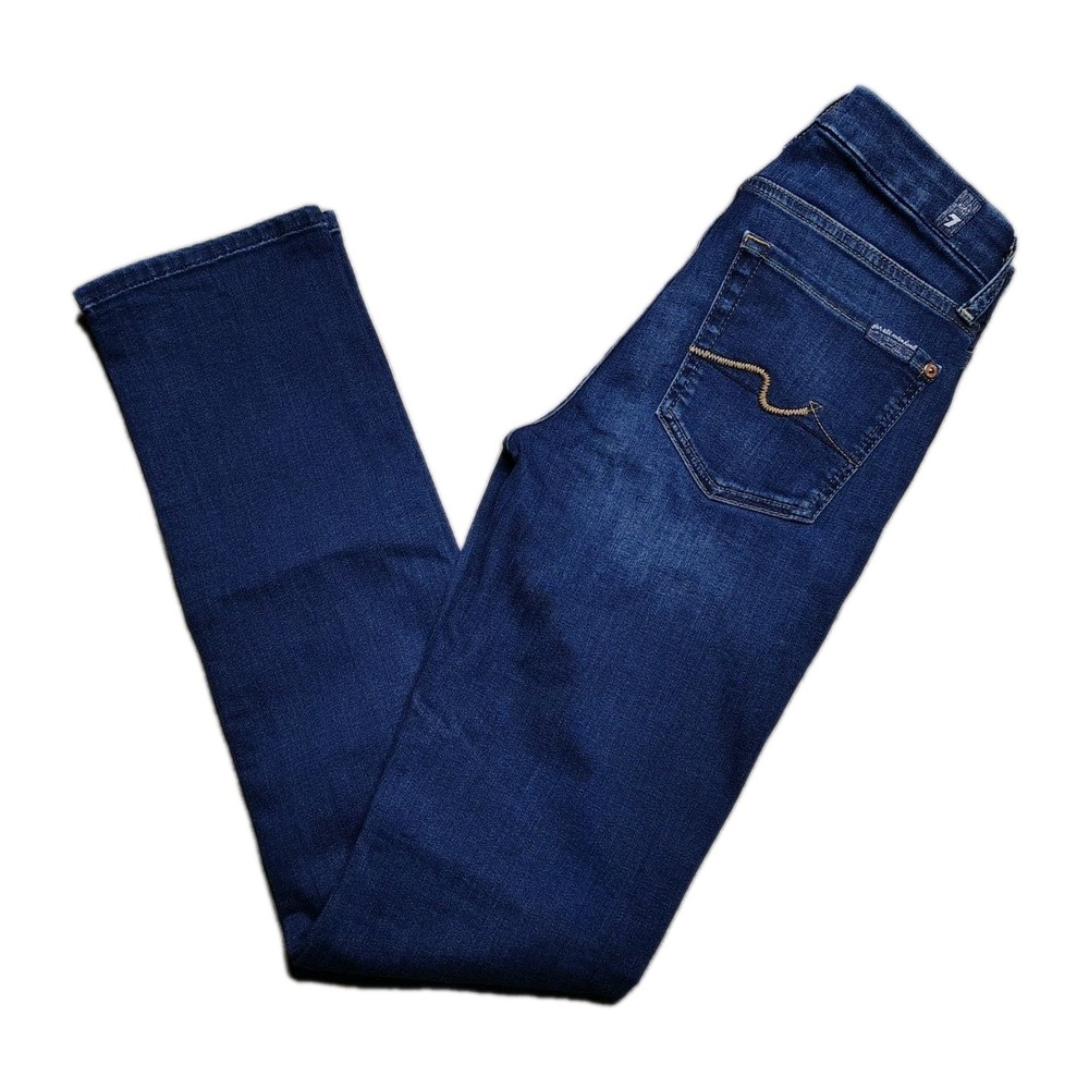 7 For All Mankind Kimmie Straight Leg Jeans Womens 27 Blue Mid Rise Stretch